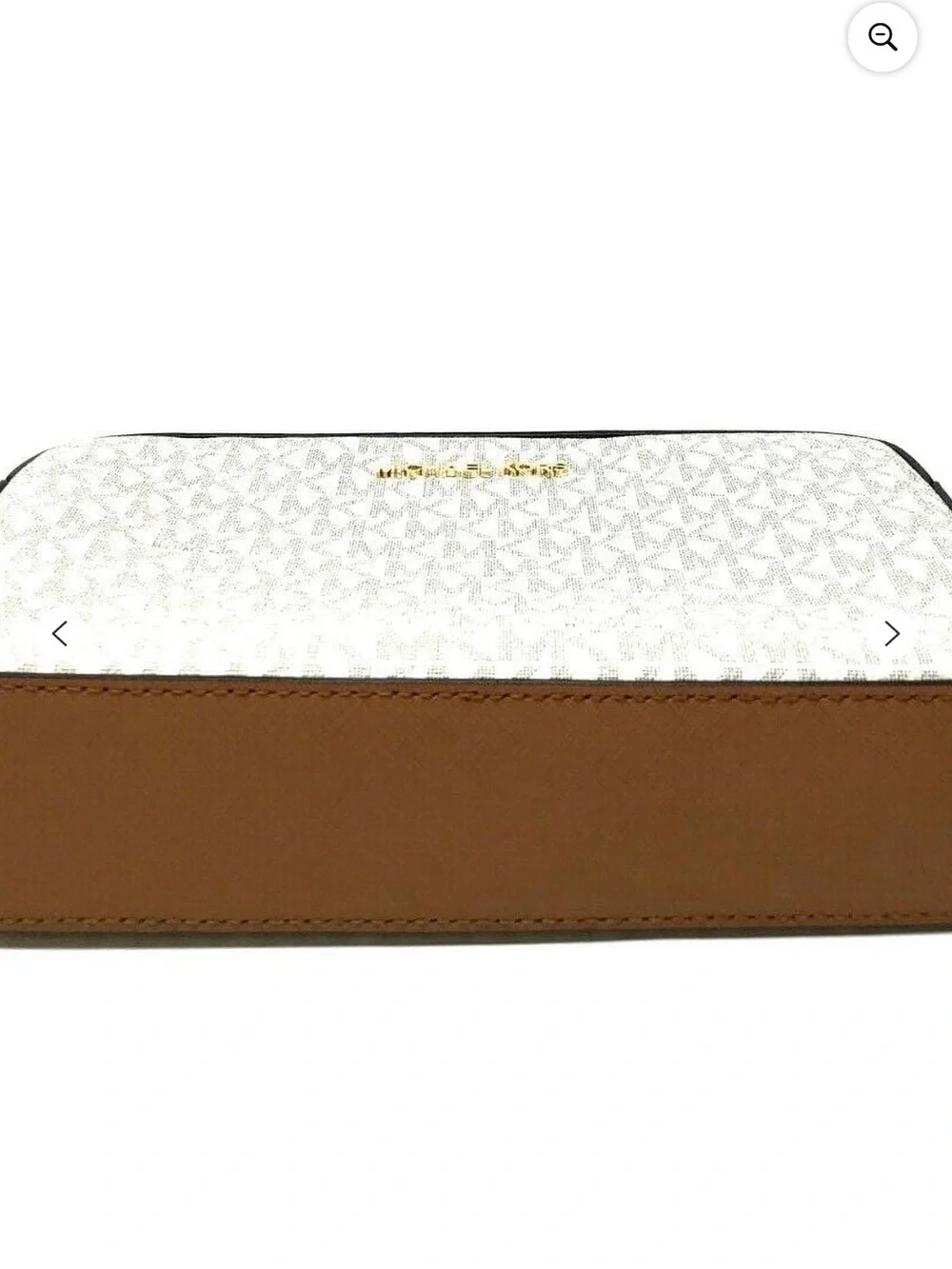 Michael Kors White & Tan Signature Jet Set Crossbody